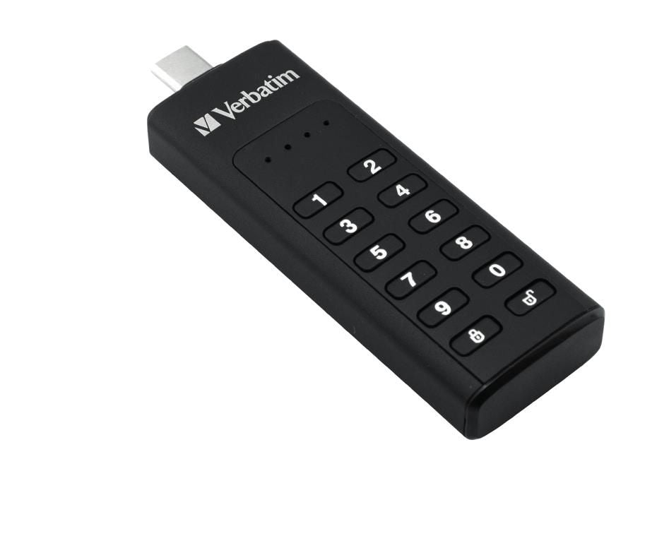 Verbatim Keypad Secure USB 3.1 With 256-BIT AES Hardware Encryption 32GB, USB C, Gen 1 Drive