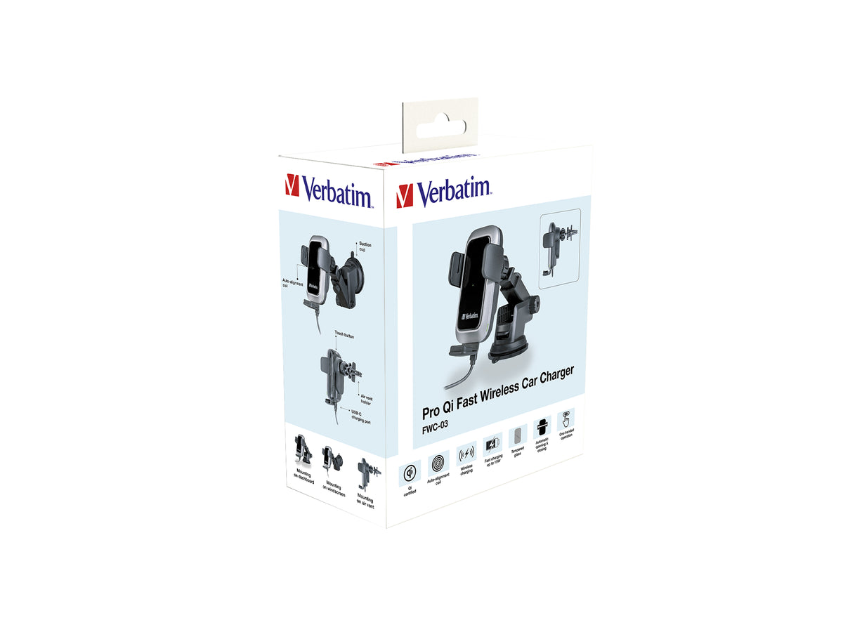 Verbatim FWC-03 Pro Qi Fast Wireless Autoladegerät retail Black