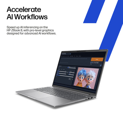 HP ZBook 8 G1i Wolf Pro Security Edition - Data Science Intel Core Ultra 7 255H Mobile workstation 35.6 cm (14") WQXGA 16 GB DDR5-SDRAM 512 GB SSD NVIDIA RTX 500 Ada Wi-Fi 7 (802.11be) Windows 11 Pro AI Workstation, AI PC Silver