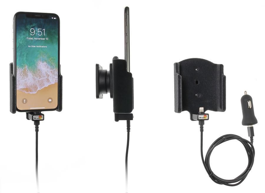 Brodit Active holder with cig-plug Fits Apple iPhone X, All countries, Length of charging cable: 123 cm.