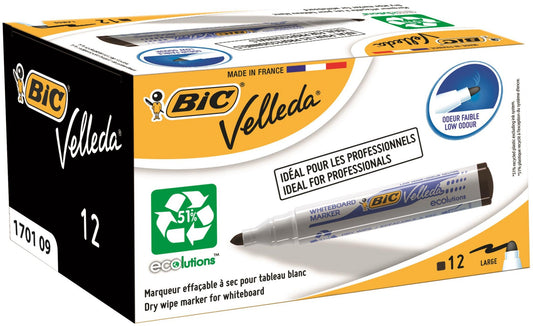 BIC Velleda 1701 Whiteboard Marker Bullet Tip 1.5mm Line Black Pack of 12