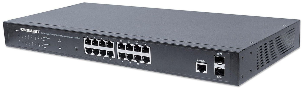 Intellinet 16-Port Gigabit Ethernet Poe+ Web-Managed Switch With 2 Sfp Ports, Ieee 802.3At/Af Power Over Ethernet (Poe+/Poe) Compliant, 374 W,