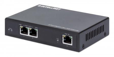 Intellinet 2-Port Gigabit Ultra Poe Extender, Adds Up To 100 M (328 Ft.) To Poe Range, Poe Power Budget 60 W, Two Pse Ports With 30 W Output