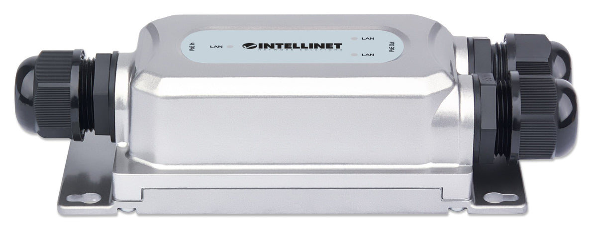 Intellinet 2-Port Outdoor Vandalproof Gigabit PoE++ Extender, Two 30 W Ports, Extends PoE up to 100 m (328 ft.), 60 W Power Budget, IEEE 802.3bt (4PPoE) Compliant, IP67 Waterproof, IK10-rated, Metal Housing