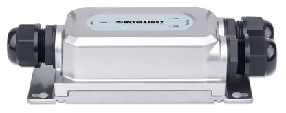 Intellinet 2-Port Outdoor Vandalproof Gigabit PoE++ Extender, Two 30 W Ports, Extends PoE up to 100 m (328 ft.), 60 W Power Budget, IEEE 802.3bt (4PPoE) Compliant, IP67 Waterproof, IK10-rated, Metal Housing