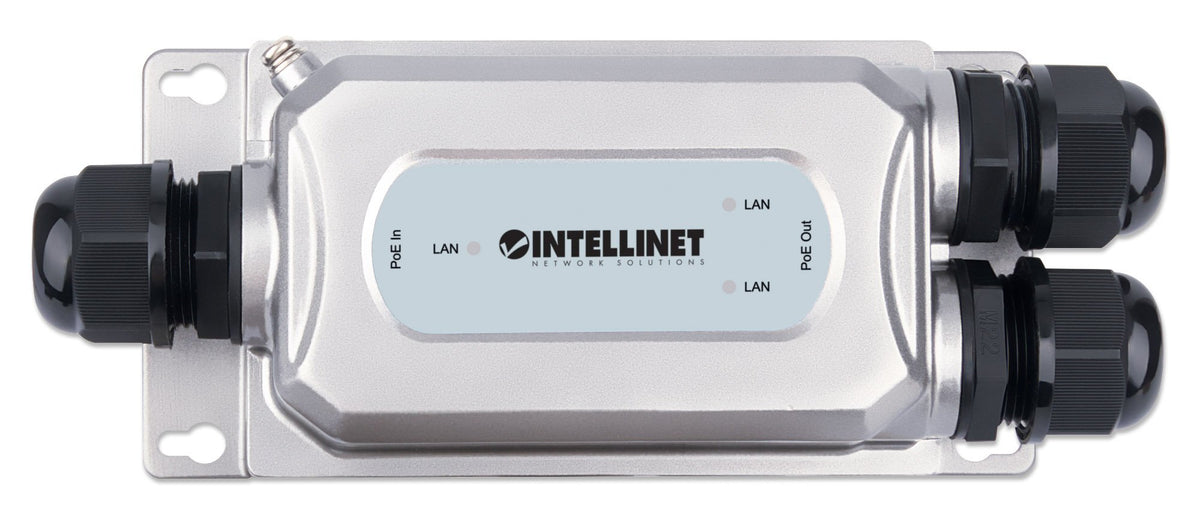 Intellinet 2-Port Outdoor Vandalproof Gigabit PoE++ Extender, Two 30 W Ports, Extends PoE up to 100 m (328 ft.), 60 W Power Budget, IEEE 802.3bt (4PPoE) Compliant, IP67 Waterproof, IK10-rated, Metal Housing