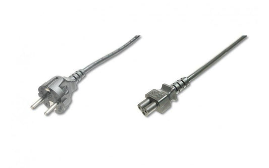 Mercodan Schuko power cable 1.8m, black, Mickey Mouse: Schuko, standard, C5 H05VV-F3G 0,75 mm² 10A-250V, VOE approval, Schuko Power Cord