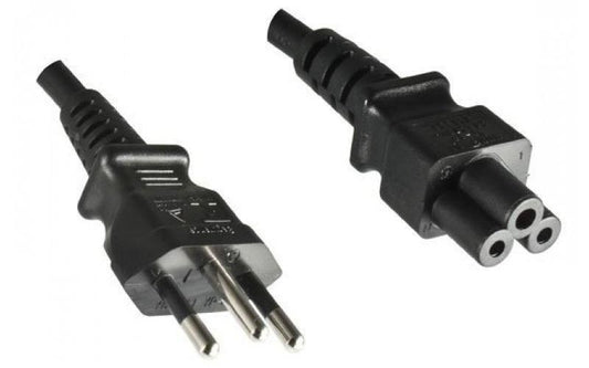 Mercodan Brazilian power cord 1.8m black, A+C Mickey Mouse plug, H05VV-F 3G 0,75mm², 10A-250V, INMETRO Approval, Brazil Power Cord