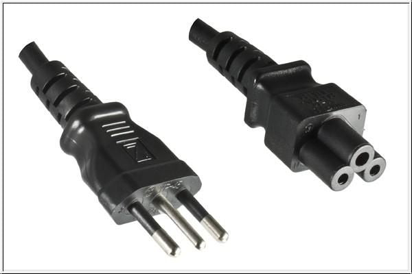 Mercodan Italian Power Cord 1.8m, black, A+C Mickey Mouse plug, 10A-250V 3G0.75mm² Italy Power Cord