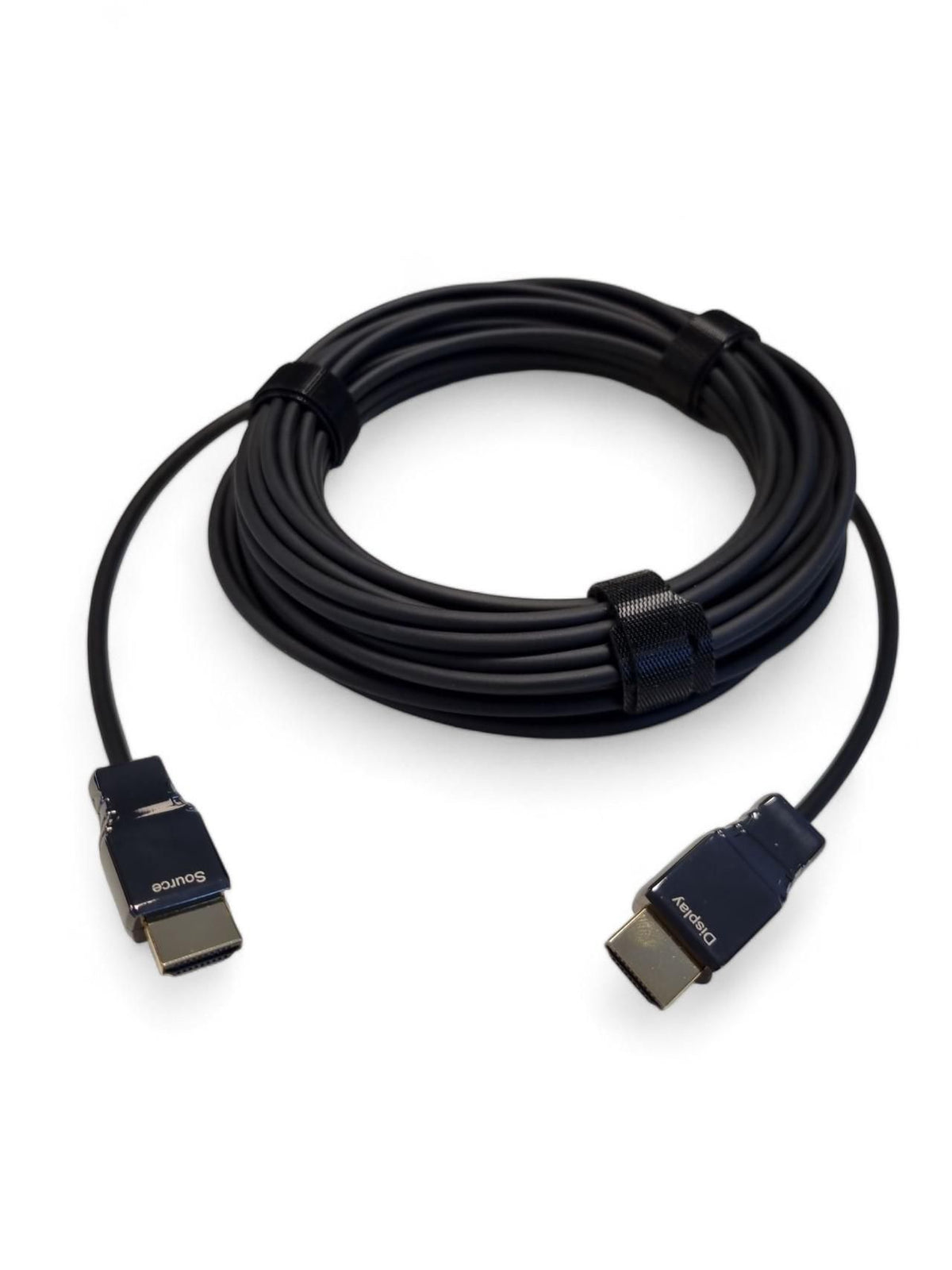 Mercodan UltraSlim armoured Fiber HDMI cable 20.0m, HDMI 2.0, 4K@60Hz, 18 Gbps, HDMI: Male - HDMI: Male, locking connector, Black