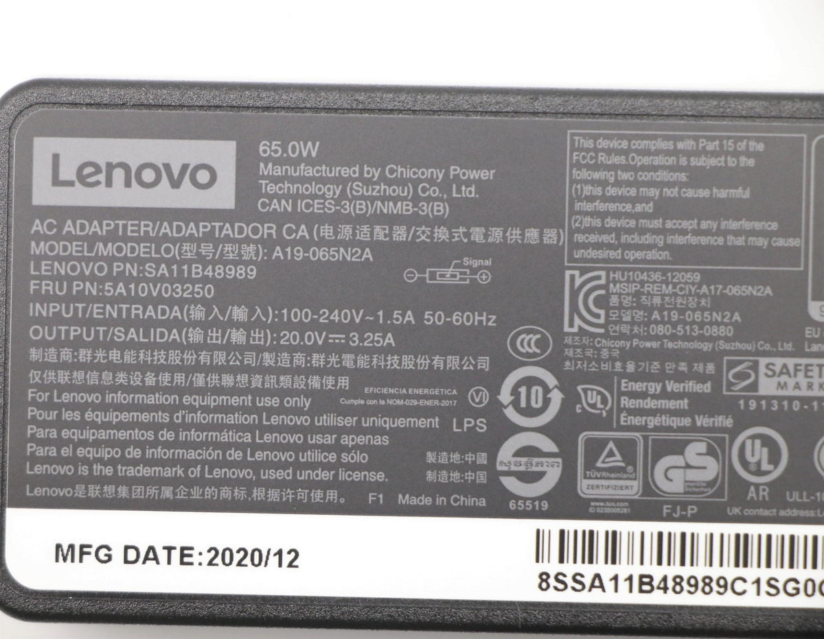 Lenovo 5A10V03250 power adapter/inverter Indoor 65 W Black