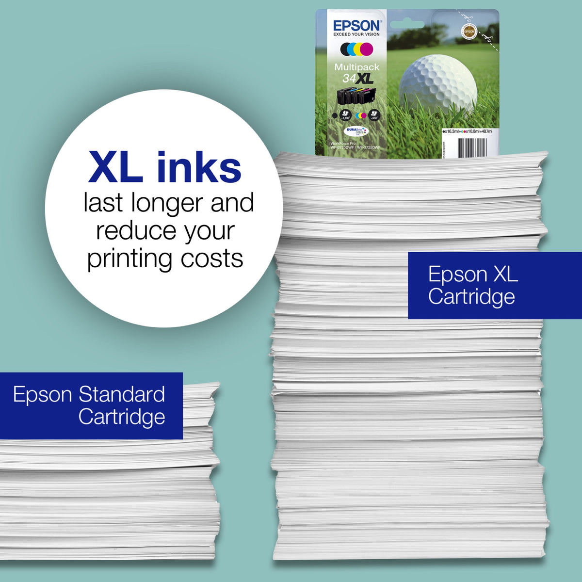 Epson C13T34724010/34XL Ink cartridge cyan high-capacity, 950 pages 10.8ml for Epson WF-3720
