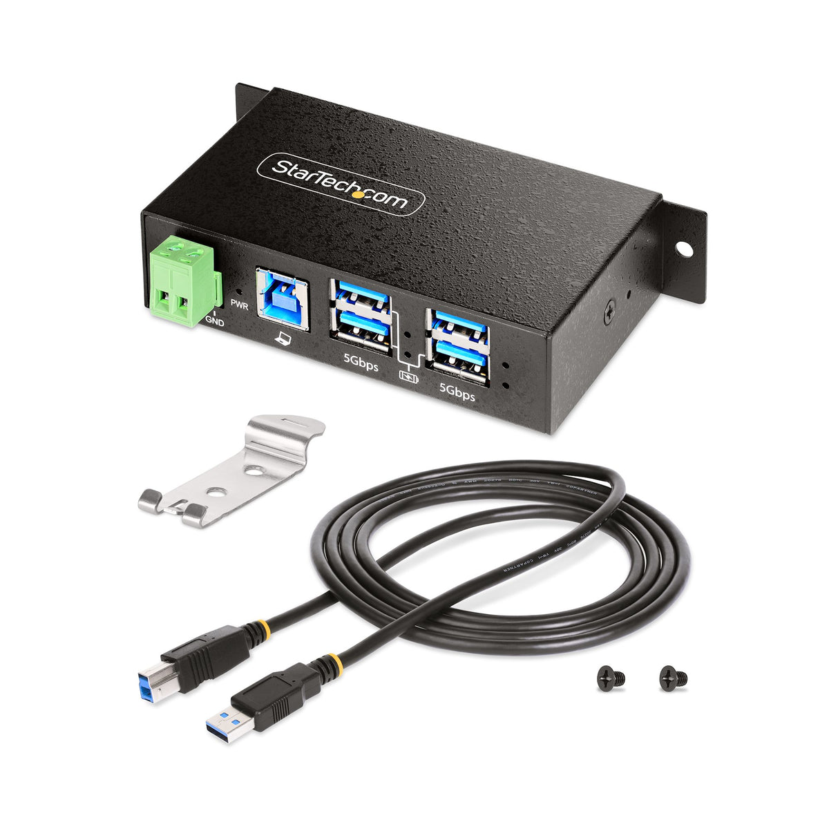 StarTech.com 4-Port Managed USB Hub with 4x USB-A, Heavy Duty with Metal Industrial Housing, ESD & Surge Protection, Wall/Desk/Din-Rail Mountable, USB 3.0/3.1/3.2 Gen 1 5Gbps - TAA