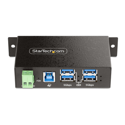 StarTech.com 4-Port Managed USB Hub with 4x USB-A, Heavy Duty with Metal Industrial Housing, ESD & Surge Protection, Wall/Desk/Din-Rail Mountable, USB 3.0/3.1/3.2 Gen 1 5Gbps - TAA
