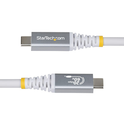 StarTech.com 3m (10ft) USB4 Cable, 20Gbps, USB-IF Certified USB-C Cable, 60W PD, 4K 120Hz DP 2.1, TPE Jacket, White USB-C Cord