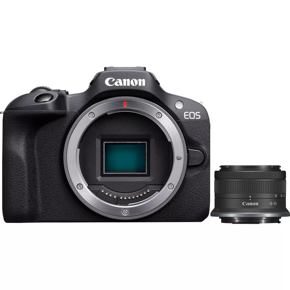 Canon Eos R100 + Rf-S 18-45Mm F4.5-6.3 Is Stm Kit Milc 24.1 Mp Cmos 6000 X 4000 Pixels Black