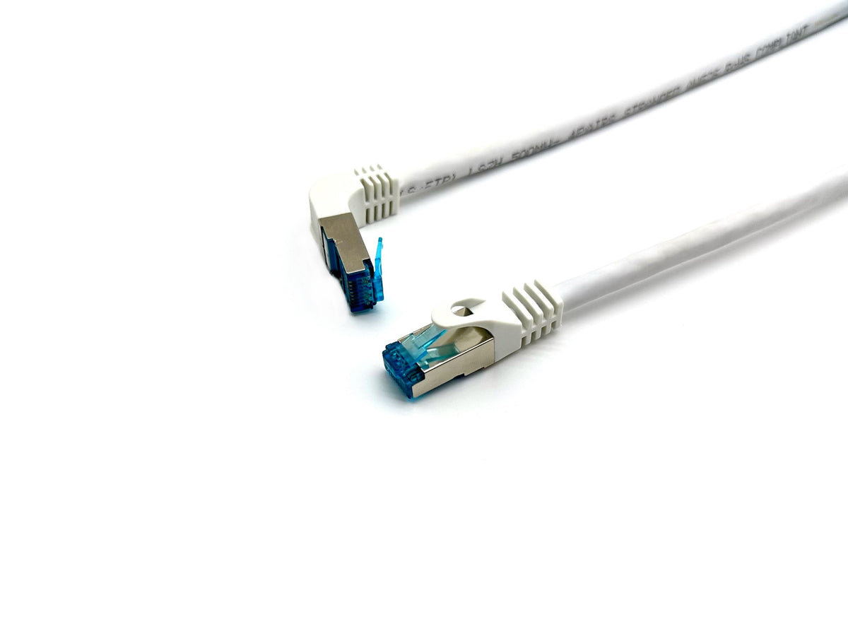 Equip Cat.6A S/FTP Patch Cable, Angled to Straight plug, 5.0m, White