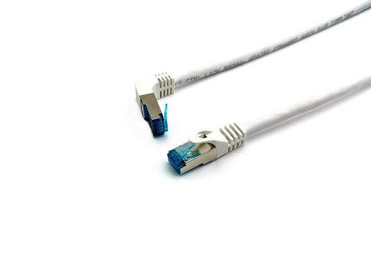Equip Cat.6A S/FTP Patch Cable, Angled to Straight plug, 5.0m, White