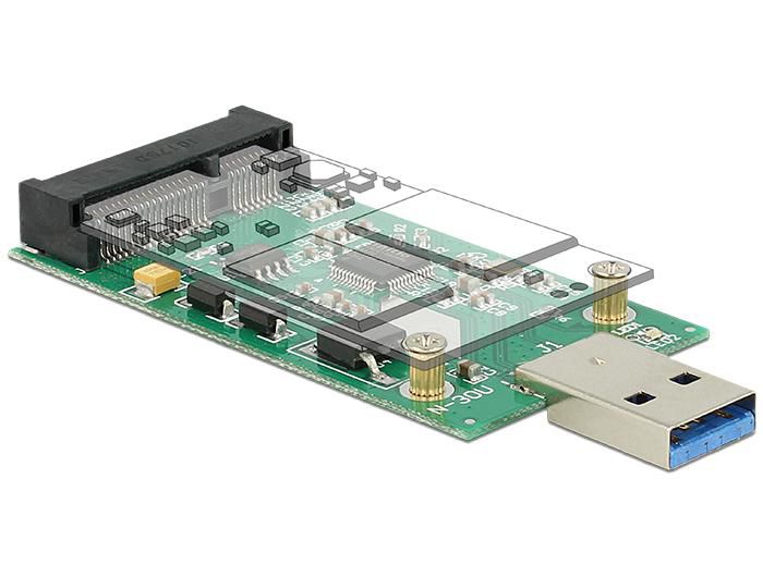 Delock Converter USB 5 Gbps Type-A male <gt/> mSATA full size DeLOCK 62681, USB Type-A, mSATA, 5 Gbit/s, Windows 10 Education,Windows 10
