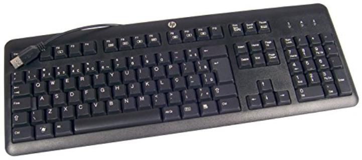 HP Usb Kb Me Fr 672647-053, Standard, Wired, 672647-053, Standard, Wired, USB, Membrane, AZERTY, Black