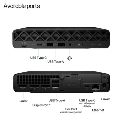 HP EliteDesk 8 Mini G1i AI Intel Core Ultra 5 235T 16 GB DDR5-SDRAM 512 GB SSD Windows 11 Pro Mini PC AI PC Black
