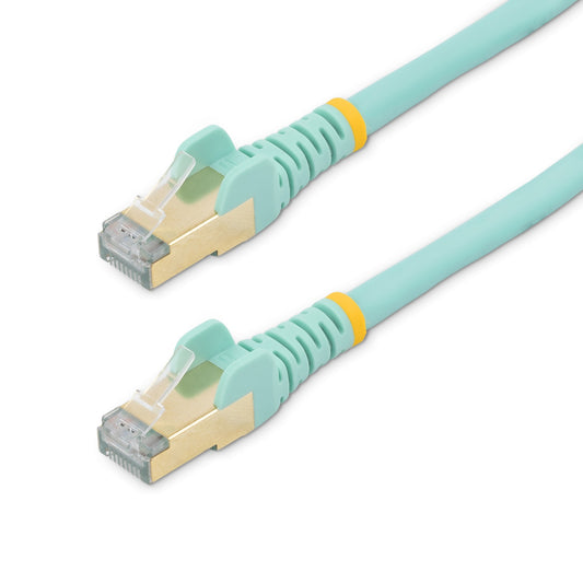 StarTech.com 3m CAT6a Ethernet Cable - 10 Gigabit Shielded Snagless RJ45 100W PoE Patch Cord - 10GbE STP Network Cable w/Strain Relief - Aqua Individually Tested/Wiring is UL Certified/TIA
