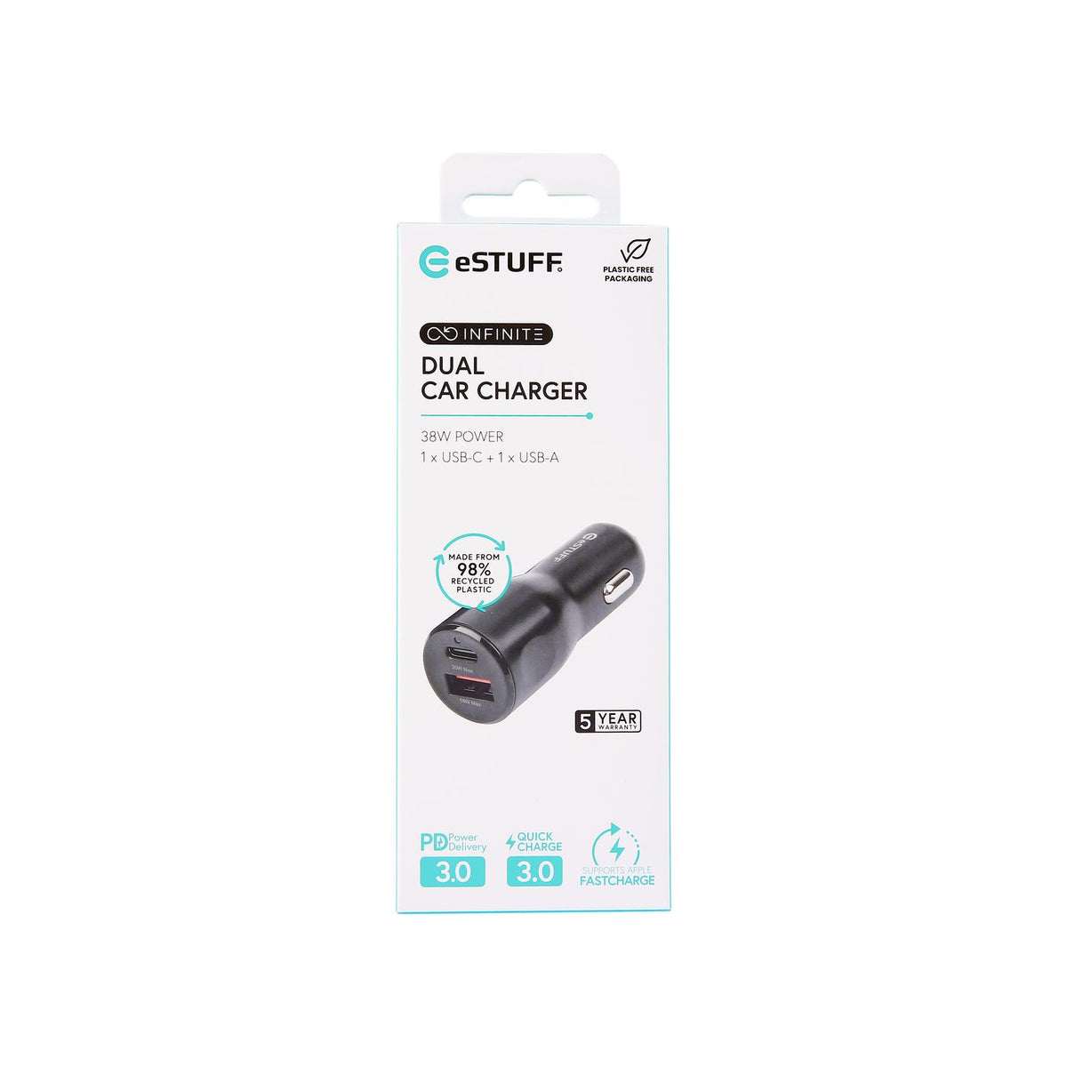 eSTUFF ES631031 mobile device charger Mobile phone Black Cigar lighter Fast charging Auto