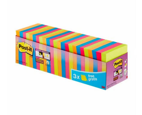 3M 7100234515 note paper Square Blue, Green, Orange, Pink 90 sheets Self-adhesive