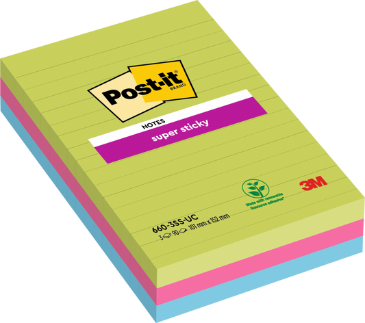 Post-It 7100235020 note paper Rectangle Blue, Green, Pink 90 sheets Self-adhesive
