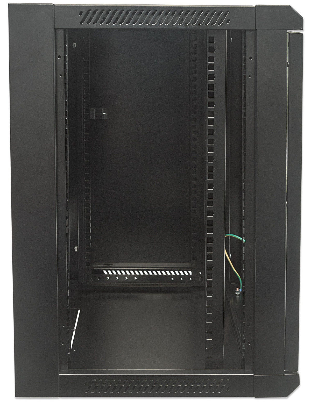 Intellinet 19" Network Cabinet - Wall Mount (Standard), 12U, 600mm Deep, Black, Flatpack, Max 60kg, Suitable also for use on desk or floor, Usable Depth 410mm, Metal & Glass Door, Back Panel, Removeable Sides, Parts for wall install (eg screws/rawl plugs)