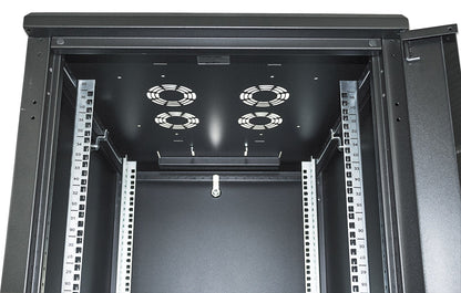 Intellinet 19" Network Cabinet - Free Standing, 32U, 600x800mm (width x depth), Black, Flatpack, Max 1500kg, Multi-Point Door Lock, One Lock Per Side Panel, Usable Depth 123 to 573mm, IP20 rated, Rack, Steel