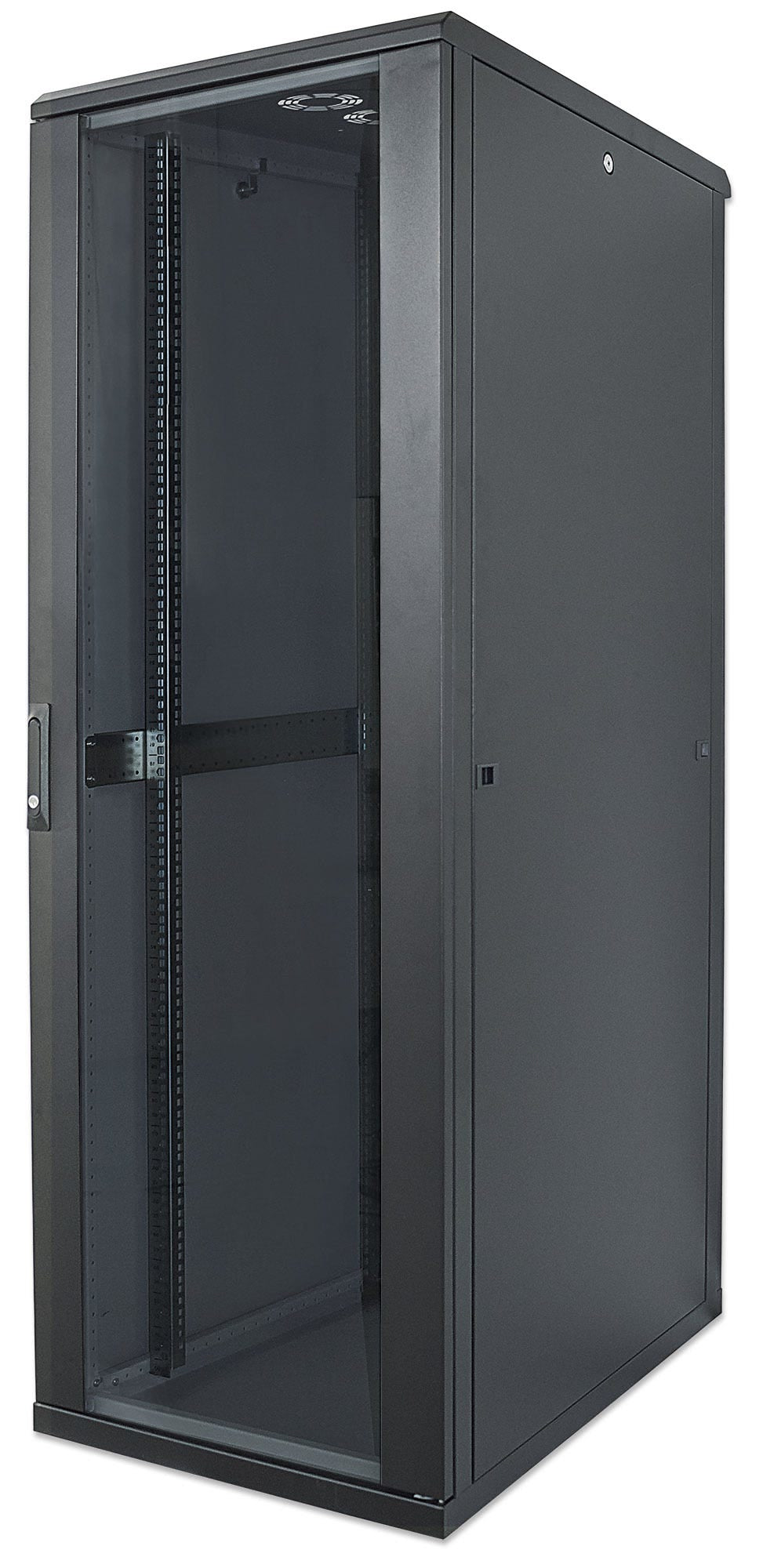 Intellinet 19" Network Cabinet - Free Standing, 42U, 600x600mm (width x depth), Black, Flatpack, Max 1500kg, Multi-Point Door Lock, One Lock Per Side Panel, Usable Depth 123 to 373mm, IP20 rated, Rack, Steel