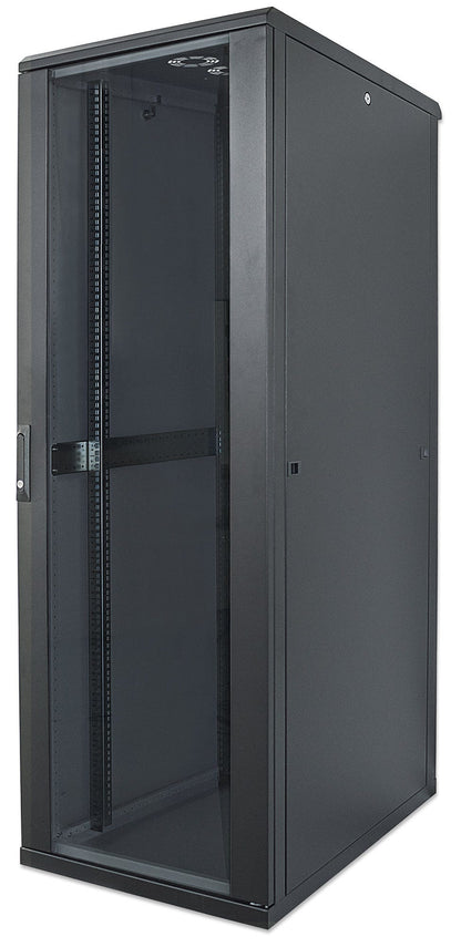 Intellinet 19" Network Cabinet - Free Standing, 42U, 600x600mm (width x depth), Black, Flatpack, Max 1500kg, Multi-Point Door Lock, One Lock Per Side Panel, Usable Depth 123 to 373mm, IP20 rated, Rack, Steel