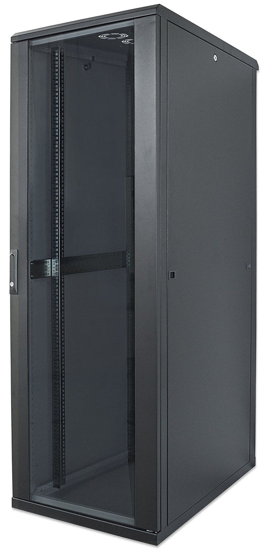 Intellinet 19" Network Cabinet - Free Standing, 42U, 600x600mm (width x depth), Black, Flatpack, Max 1500kg, Multi-Point Door Lock, One Lock Per Side Panel, Usable Depth 123 to 373mm, IP20 rated, Rack, Steel