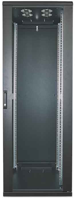 Intellinet 19" Network Cabinet - Free Standing, 42U, 600x800mm (width x depth), Black, Flatpack, Max 1500kg, Multi-Point Door Lock, One Lock Per Side Panel, Usable Depth 123 to 573mm, IP20 rated, Rack, Steel