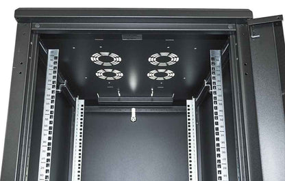 Intellinet 19" Network Cabinet - Free Standing, 42U, 600x800mm (width x depth), Black, Flatpack, Max 1500kg, Multi-Point Door Lock, One Lock Per Side Panel, Usable Depth 123 to 573mm, IP20 rated, Rack, Steel