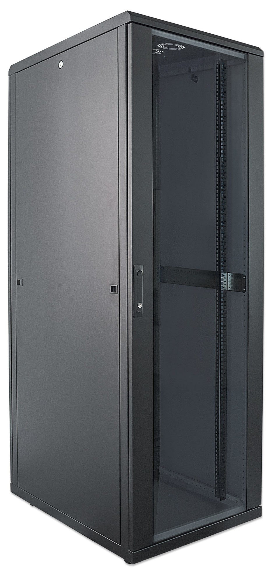Intellinet 19" Network Cabinet - Free Standing, 42U, 800x800mm (width x depth), Black, Flatpack, Max 1500kg, Multi-Point Door Lock, One Lock Per Side Panel, Usable Depth 123 to 573mm, IP20 rated, Rack, Steel