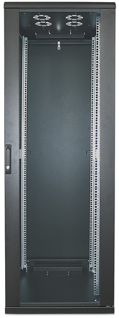 Intellinet 19" Network Cabinet - Free Standing, 42U, 800x800mm (width x depth), Black, Flatpack, Max 1500kg, Multi-Point Door Lock, One Lock Per Side Panel, Usable Depth 123 to 573mm, IP20 rated, Rack, Steel