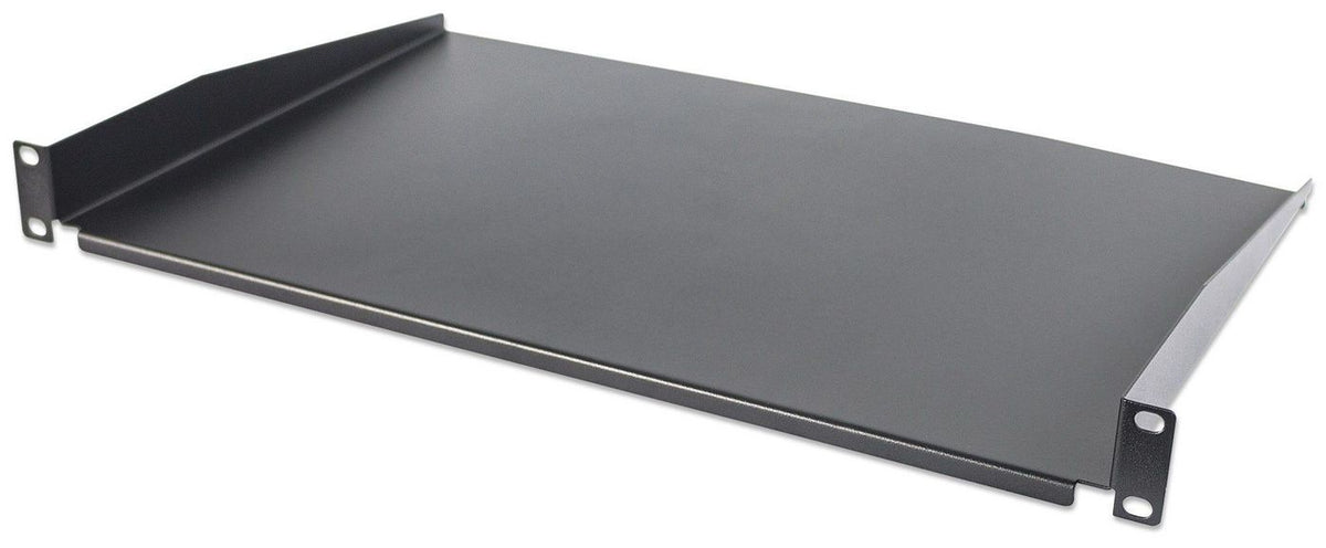 Intellinet 300mm Frontmont. perf. shelf 19" Cantilever Shelf, 1U, Shelf Depth 300mm, Non-Vented, Black, Rack shelf, Black, Steel, 25 kg, 1U, 48.3