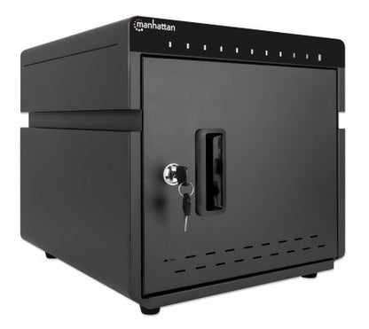 Manhattan iPad to 11" 10-bay Charging Cabinet Desktop via USB-C, Also other tablets and smartphones (with device to USB-C cable), Bays 264x22x235mm, Device charging cables not included (suggest USB-C cable 354868), Cart, Lockable, EU/UK power cords