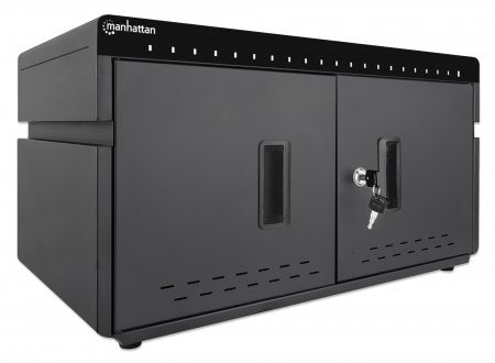 Manhattan iPad to 11" 20-bay Charging Cabinet Desktop via USB-C, Also other tablets and smartphones (with device to USB-C cable), Bays 264x22x235mm, Device charging cables not included (suggest USB-C cable 354868), Cart, Lockable, EU/UK power cords