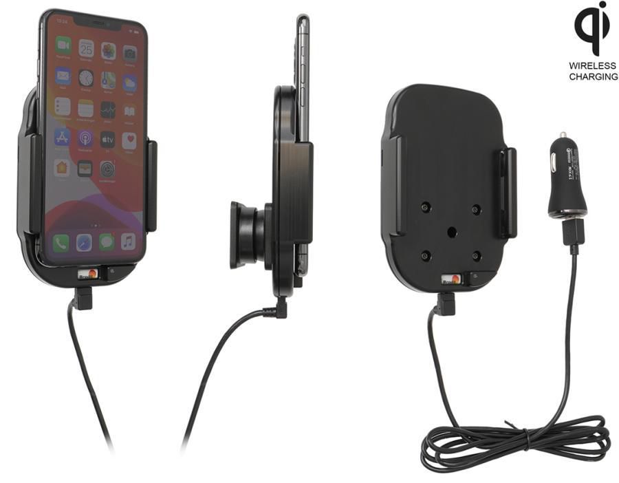 Brodit Qi wireless active holder with cig-plug With USB-A cable + cig-plug adapter with 2 USB-A ports: QC 3 718164, Mobile