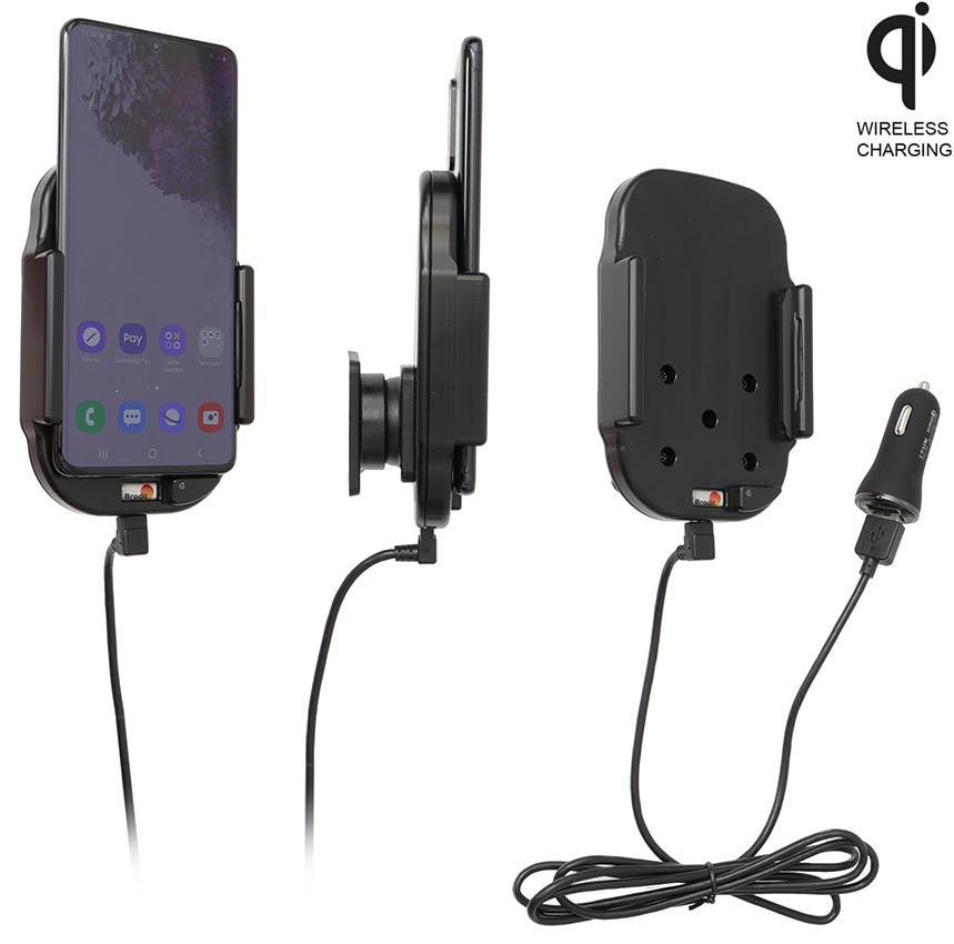 Brodit Qi wireless active holder with cig-plug With USB-A cable + cig-plug adapter with 2 USB-A ports: QC 3 718191, Mobile