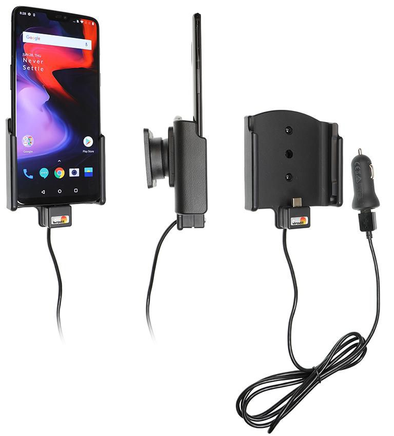Brodit Active holder with cig-plug With USB-cable with cig-plug adapter. With tilt swivel. 2,1A charging. 1 721059, Mobile phone/Smartphone,