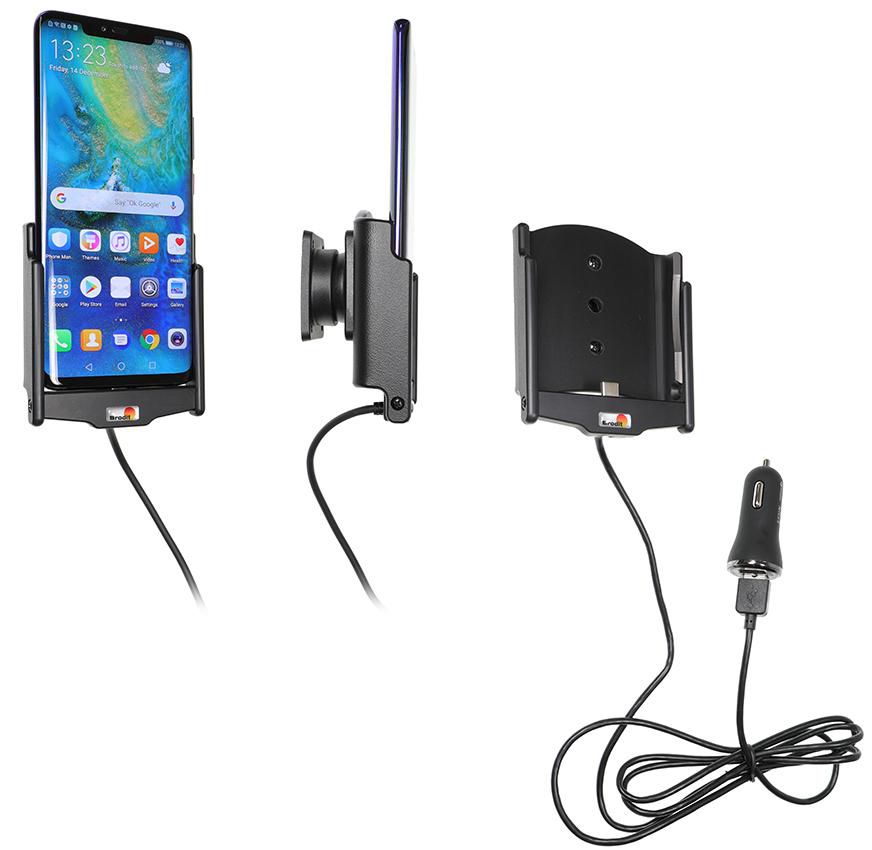Brodit Active holder with cig-plug With USB-cable with cig-plug adapter. With tilt swivel. 2,1A charging. 1 721096, Mobile phone/Smartphone,