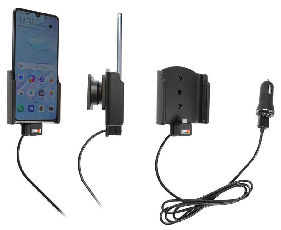Brodit Active holder with cig-plug With USB-cable with cig-plug adapter. With tilt swivel. 2,1A charging. 1 721120, Mobile phone/Smartphone,