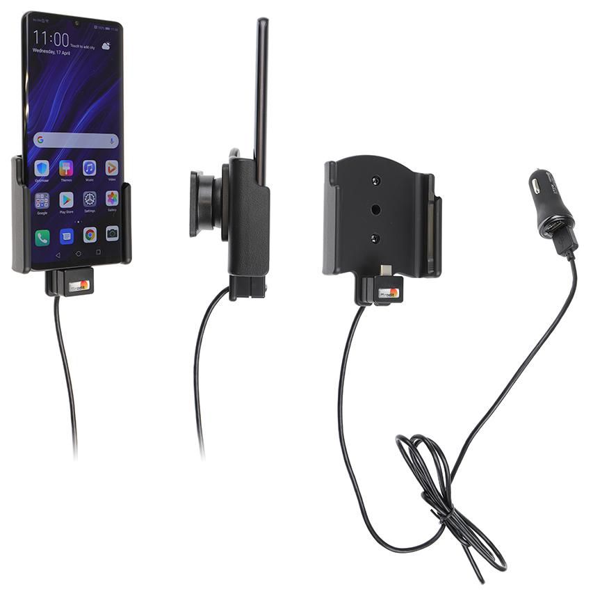 Brodit Active holder with cig-plug With USB-cable with cig-plug adapter. With tilt swivel. 2,1A charging. 1 721121, Mobile phone/Smartphone,