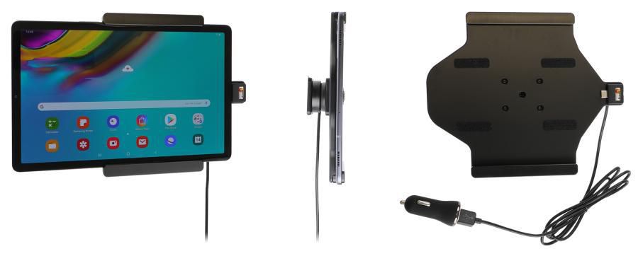 Brodit Active holder with Cig-plug With tilt swivel, USB Cable Fits Samsung Galaxy Tab S5e 10.5 SM-T720/SM-T725 (For all countries)