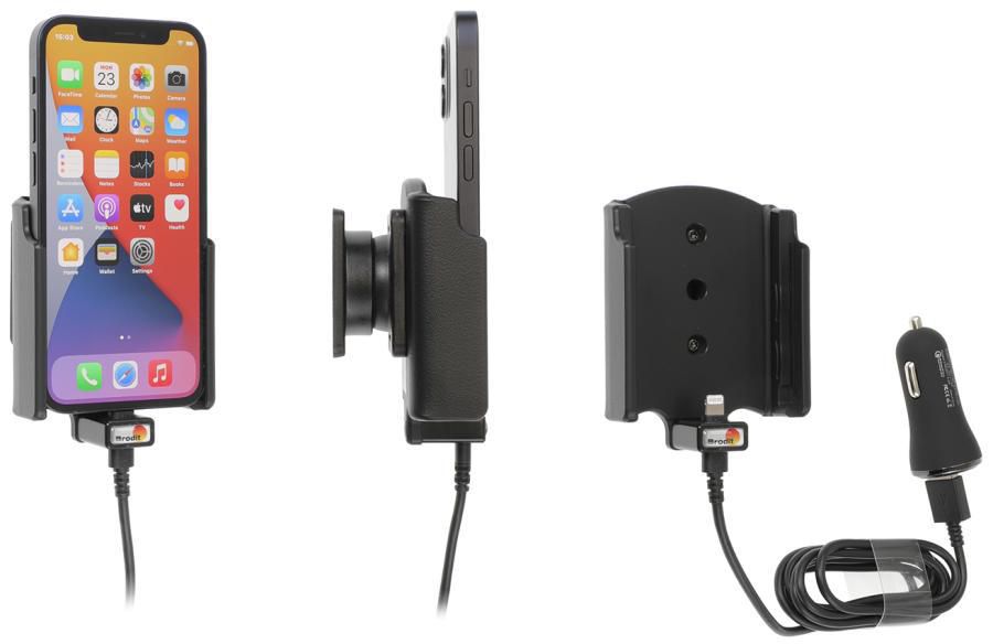 Brodit Active holder with cig-plug With USB-cable + cig-plug adapter with 2 USB ports: QC 3.0A + 2.4A. With 721234, Mobile phone/Smartphone,