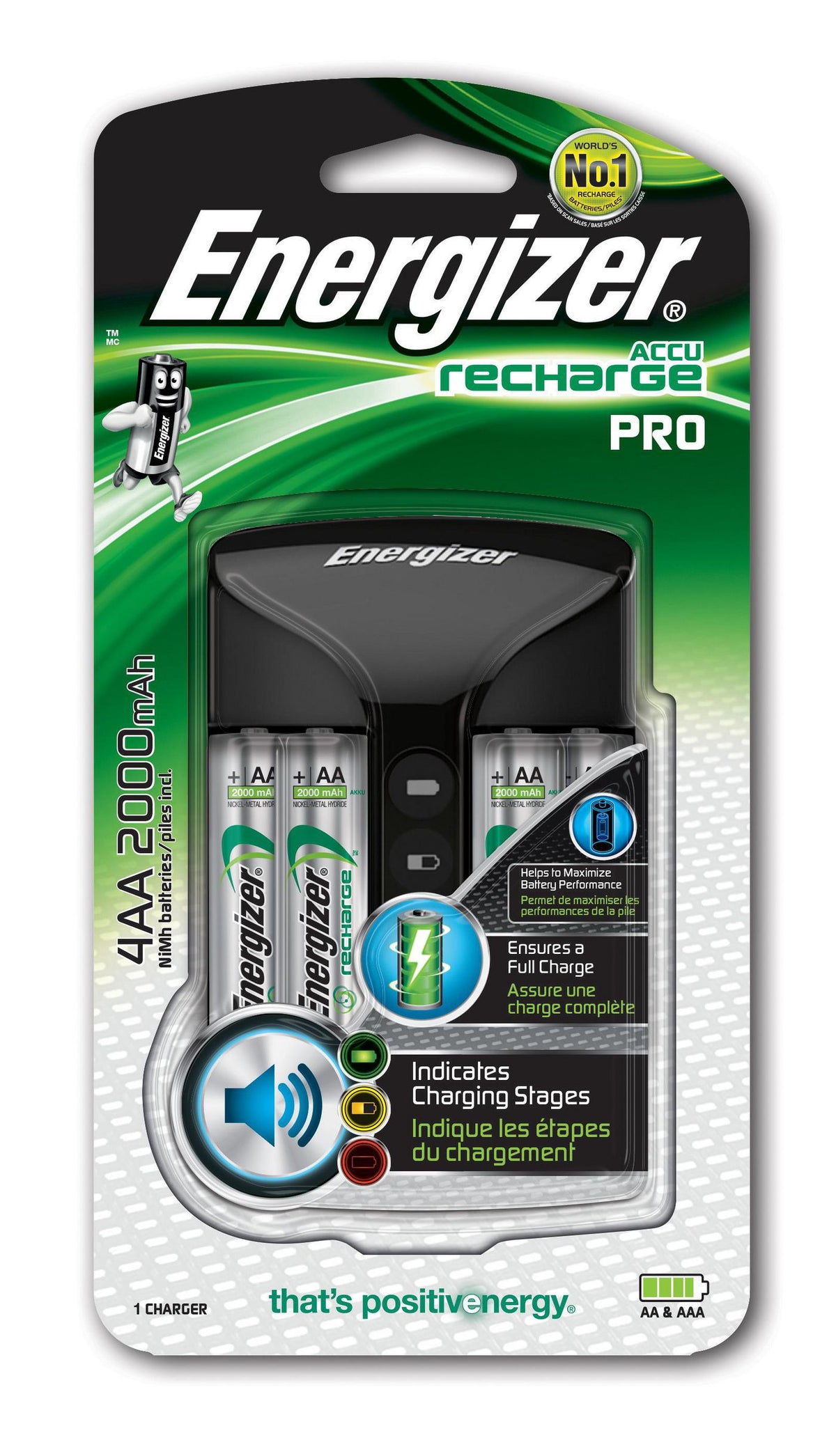 Energizer BatteryChg. Pro 4x AA 2000mAh Pro Charger, Nickel-Metal Hydride (NiMH), Overcharge, Reverse polarity, Short circuit, AA, AAA, 4 pc(s),